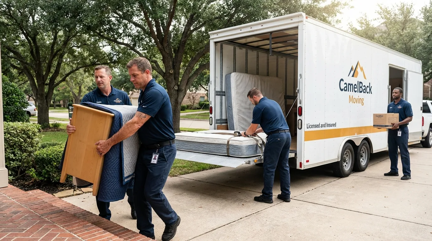 Crew loading residential truck for cross-state move from Englewood, OH