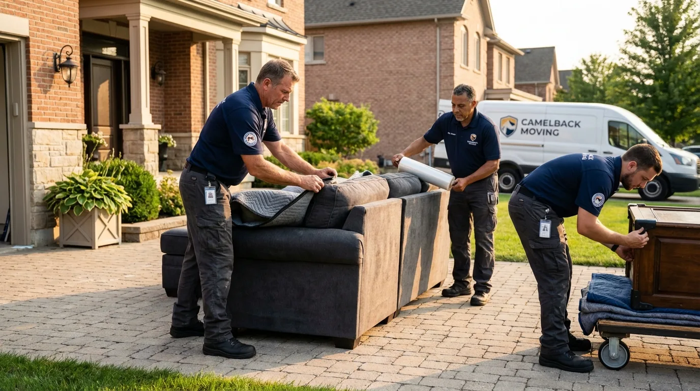 Large estate moving crew wrapping furniture in Englewood, OH
